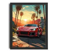 GTA Poster GTA Wall Art For Gaming Room GTA Print Red Sports Car Art Gamer Gift A4 Poster on Canvas - Inspirador Motivacional Arte de la pared Vida diaria Cita alentadoras frases cortas famosas palab