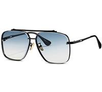 Gtand Moda De Gran Tamaño Cuadrado Aviador Gradiente Gafas De Sol Para Hombres Mujeres Vintage Metal Gafas De Sol 63mm, Montura Negra C9/lentes azules degradadas, L