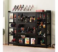 GTATBTG Gabinetes de curiosidades con puertas de cristal, vitrina de curiosidad, gabinete de marco de bambú natural con puerta de armario acrílica, vitrina de colección moderna y minimalista, puerta