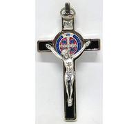 GTBITALY 10.001.11 MS Cruz de San Benito Deluxe Medida 8 cm Negro Medalla Inri esmaltado a Mano Plata Exorcismo Exorcista