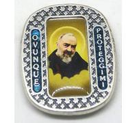 GTBITALY 90.254.36 028 Imán Santo Padre pio de piedra en cualquier lugar protector plata esmaltada a mano 3,5 cm