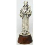 GTBITALY - Estatua de plata de San Antonio sobre base de madera con inscripción, 40.049.30 034