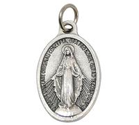 GTBITALY Medalla de la Madre María Milagrosa con logotipo original de oración en latín con anillo de plata, tamaño de 2,5 cm y 25 mm
