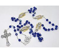 GTBITALY ROS02-6B Rosario azul con 50 cuentas + 5 con cruz estatuilla medalla crucera ángel de la guarda + 4 arcángel Michele Gabriele raffaele uriele