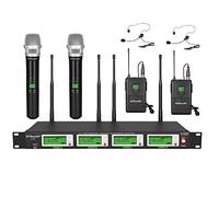 GTD Audio 4 x 800 canales de frecuencia seleccionables UHF Diversidad inalámbrico de mano Lavaliere Solapa auricular micrófono sistema de micrófono