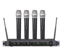 GTD Audio Sistema de 4 micrófonos inalámbricos de Mano, Ideal para Iglesia, Karaoke, Fiesta de DJ, Alcance de hasta 300 pies