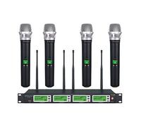 GTD Audio 4 x 800 Canales de frecuencia seleccionables UHF Diversity Wireless Handheld/Lavaliere Headset Mic System (4 micrófonos de Mano)