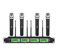 GTDaudio 4x800 frecuencia de canal programable UHF Diversity Wireless Sistema de micrófono de mano inalámbrico