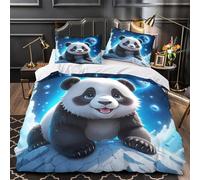 GTDKSUEVG 3 Piezas Microfibra Cute Panda Funda Edredon Diseño 3D Fundas Almohada Suave Coon Baby Funda de Edredón for Familia Super King（260x220cm）