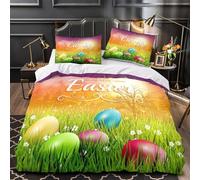 GTDKSUEVG 3 Piezas Microfibra de poliéster Easter Eggs Funda Edredon Estampado 3D Funda Almohada Suave Spring Festive Funda Edredon for Ancianos Super King（260x220cm）