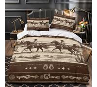 GTDKSUEVG 3 Piezas Microfibra de poliéster Western Riders Funda Edredon Diseño 3D Fundas Almohada Antibacteriana Desert Cowboy Funda Edredon for niños Double（200x200cm）