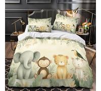 GTDKSUEVG 3 Piezas Microfibra Impresión 3D Baby Jungle Animals Funda de Edredón Cremallera Fundas Almohada Transpirable Coon Juego Fundas Edredón for niños Super King（260x220cm）