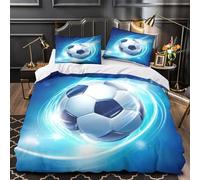 GTDKSUEVG 3 Piezas Microfibra SoccerBallSpeed Funda de Edredón Cremallera Oculta Fundas Almohada Antialérgica DynamicSports Juego Fundas Edredón for Ancianos Single（135x200cm）