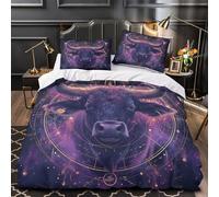 GTDKSUEVG 3 Piezas Microfibra Suave Cosmic Bull Funda de Edredón Cremallera Fundas Almohada Lavables Mythical Astrology Funda de Edredón for Adolescentes Double（200x200cm）