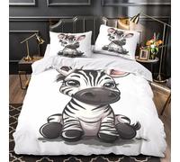 GTDKSUEVG Juego 3 Piezas Microfibra Cute Zebra Baby Funda de Edredón Impresión 3D Cremallera Oculta Fundas Almohada Lavables Coon Animal Funda Edredon for Ancianos Super King（260x220cm）