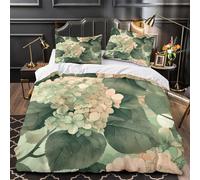 GTDKSUEVG Juego 3 Piezas Microfibra de poliéster Hydrangea Blooms Funda Edredon Estampado 3D Funda Almohada Suave Botanical Funda Edredon for Familia Double（200x200cm）