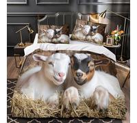 GTDKSUEVG Juego 3 Piezas Microfibra Goat Kids Funda Edredon Cremallera Fundas Almohada Lavables Farm Animal Cute Juego Fundas Edredón for niños Super King（260x220cm）