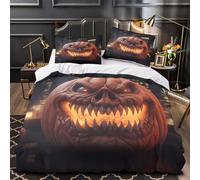 GTDKSUEVG Juego 3 Piezas Microfibra Impresión 3D Halloween Pumpkin Juego Fundas Edredón Diseño 3D Fundas Almohada Transpirable Scary Horror Funda de Edredón for niños Super King（260x220cm）