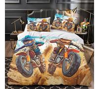 GTDKSUEVG Juego 3 Piezas Microfibra Impresión 3D Motocross Riders Juego Fundas Edredón Estampado 3D Funda Almohada Antibacteriana Action Coon Funda Edredon for Familia Double（200x200cm）