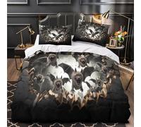 GTDKSUEVG Juego 3 Piezas Microfibra Impresión 3D Scary Bats Swarm Juego Fundas Edredón Diseño 3D Fundas Almohada Transpirable Horror Wall Funda de Edredón for niños y niñas King（220x240cm）