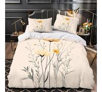 GTDKSUEVG Juego 3 Piezas Microfibra Impresión 3D Wildflowers Juego Fundas Edredón Diseño 3D Funda Almohada Suave Botanical Funda Edredon for Adolescentes Single（135x200cm）