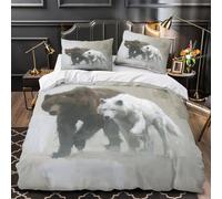 GTDKSUEVG Juego 3 Piezas Microfibra Suave Bear and Wolf Painting Funda de Edredón Estampado 3D Fundas Almohada Lavables Wildlife Funda de Edredón for niña King（220x240cm）