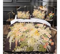 GTDKSUEVG Tres Piezas Microfibra Floral Embroidery Fuego Fundas Edredón Impresión 3D Fundas Almohada Transpirable Japanese Jardín Funda de Edredón for Ancianos King（220x240cm）