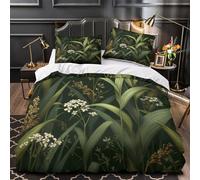 GTDKSUEVG Tres Piezas Microfibra Wildflowers Fuego Fundas Edredón Impresión 3D Fundas Almohada Transpirable Botanical Jardín Funda de Edredón for Ancianos Double（200x200cm）