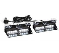 Gtdtixc Faro Antiniebla Luces Estroboscópicas LED 2 En 1 Coche Luz Emergencia Luz Advertencia Barra Para Parabrisas 16 LED Rojo Azul Ámbar Blanco(Blanco)