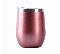Gtell 12oz Copas de vino sin tallo con tapa, doble pared aislante, vaso de viaje, perfecto para vino, café, bebidas, champán, cócteles,