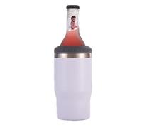 Gteller 4 en 1 acero inoxidable lata/aislador de botellas, 14 onzas tapas bidireccionales SUS aisladas puede enfriador, sostenedor de botella de cerveza (blanco)