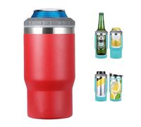 Gteller Aislador de latas de 14 onzas, tapas bidireccionales de doble pared de acero inoxidable aislado, soporte para botellas de cerveza (rojo)