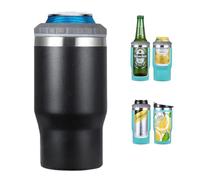 Gteller Aislante 4 en 1 de acero inoxidable para latas/botellas, tapas bidireccionales de 14 onzas, enfriador de latas aislado SUS, soporte para botella de cerveza (negro)
