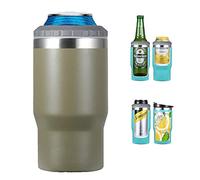 Gteller Aislante de lata/botella de acero inoxidable 4 en 1, tapas bidireccionales de 14 onzas, enfriador de latas aislado SUS, soporte para botella de cerveza (oliva)