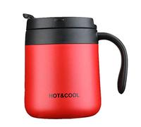 Gteller Taza de café de acero inoxidable de 12 onzas, taza aislada al vacío de doble pared con tapa y asa para mantener la bebida caliente y fría (rojo)