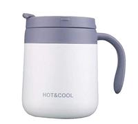 Gteller Taza de café de acero inoxidable de 12 onzas, taza aislada al vacío de doble pared con tapa y asa para mantener la bebida caliente y fría (blanco)