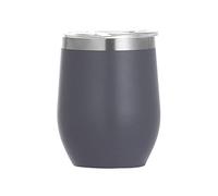 Gteller Vaso de vino de 12 onzas de acero inoxidable sin tallo con tapa, vaso de viaje de doble pared aislante, perfecto para vino, café, bebidas, champán, cócteles, colorido (gris)