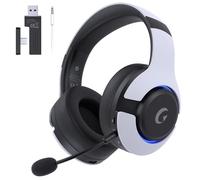 Gtheos Auriculares inalámbricos para juegos para PS5, PS4, Elden Ring, PC, Mac, Switch, auriculares Bluetooth 5.3 para juegos con micrófono con cancelación de ruido, batería de 45 horas, luz RGB
