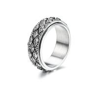 GTHIC Anillo giratorio de acero inoxidable Ojo de la Providencia para hombres, plata, banda giratoria que todo lo ve, anillos vintage contra el mal de ojo para joyería de ansiedad, tamaño 10