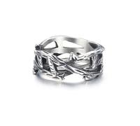 GTHIC Anillos cristianos vintage con corona de espinas de Jesús para hombres y mujeres, anillo de alambre de púas con rama de vid, anillo de plata de la suerte, joyería de regalo, tamaño 12