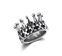 GTHIC Anillos de coronas de acero inoxidable para mujeres y hombres, punk, rey, reina, caballero, anillos dominantes, joyería en tono plateado, no se deslustra, anillos góticos, tamaño 10