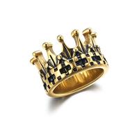 GTHIC Anillos de coronas de acero inoxidable para mujeres y hombres, punk, rey, reina, caballero, anillos dominantes, joyería en tono dorado, no se deslustra, anillos góticos, tamaño 10