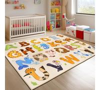 GthreeD Alfombras para sala de juegos, alfombra educativa para aprender el alfabeto ABC y los animales, suave y antideslizante, lavable a máquina, ideal para juegos de exploración, perfecta para