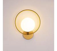 GTHTUHFD Aplique De Pared Led con Bola De Cristal - Lámpara De Globo De Mediados De Siglo con Aro De Metal - Elegante Accesorio para Espejo De Tocador para Dormitorio,Glass