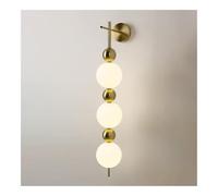 GTHTUHFD Aplique De Pared Led Moderno De Mediados De Siglo: Aplique De Pared De Tocador Dorado Cepillado con Globo De Cristal Opalino Blanco, Lámpara De Pared Moderna Pa,3