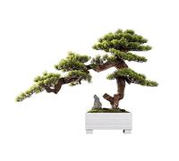 GTHTUHFD Árbol artificial artificial en maceta, simulación china, bonsái, sala de estar, porche, pino verde simple con maceta de cerámica blanca, árbol artificial