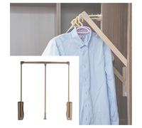 GTHTUHFD Barra De Armario Ajustable Abatible, Riel Neumático para Ropa De 550-1250 Mm, Percha De Armario Resistente, Capacidad De Carga De 20 Kg, Solución para Ahorrar EspacBrown-930-1250mm