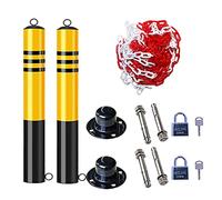 GTHTUHFD Barreras De Estacionamiento Metálicas, Conos De Tráfico Amarillos con Cadena De Plástico De 5 M, Postes De Estacionamiento, Lotes De Construcción, Marcado800x76mm