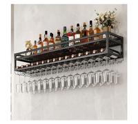GTHTUHFD Botellero Moderno De Pared con Estantes Flotantes Y Soporte para Copas, Organizador De Metal Negro para Armario O Barra.,Black-120x30x27cm