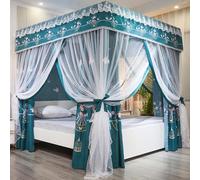 GTHTUHFD Cortinas para Cama con Dosel De Princesa con Cubierta Superior Antipolvo, Mosquitera Doble De 4 Postes En Las Esquinas, Mosquitera Tipo Tienda De Campaña para Cama,C-1.5m Bed